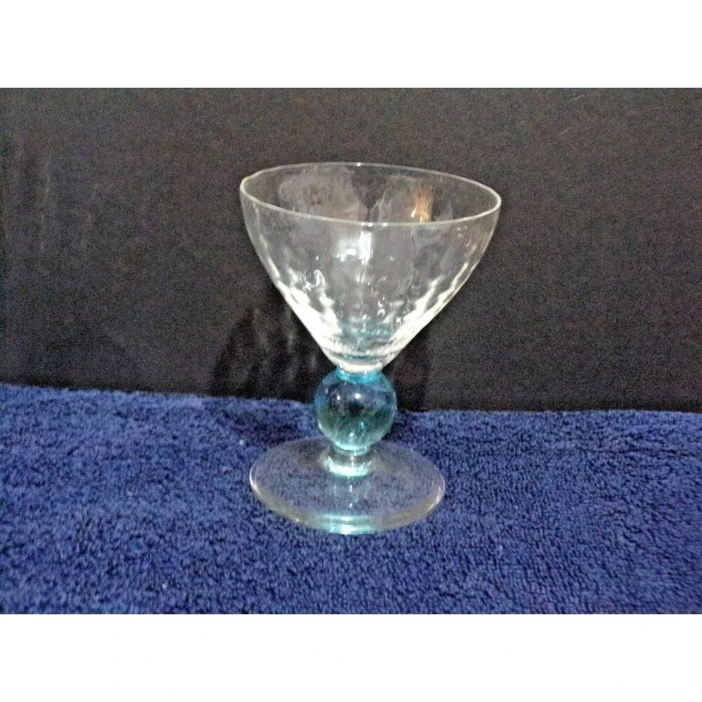 RARE Bryce Contour Cerulean Liquor Cocktail Coupe Glass Stemmed Glasses Set of 4